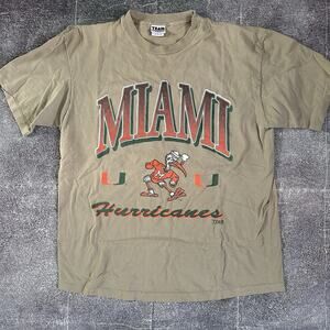 Men's Vintage 90's Team Miami Hurricanes Brown Sebastian the Ibis T Shirt Sz XL